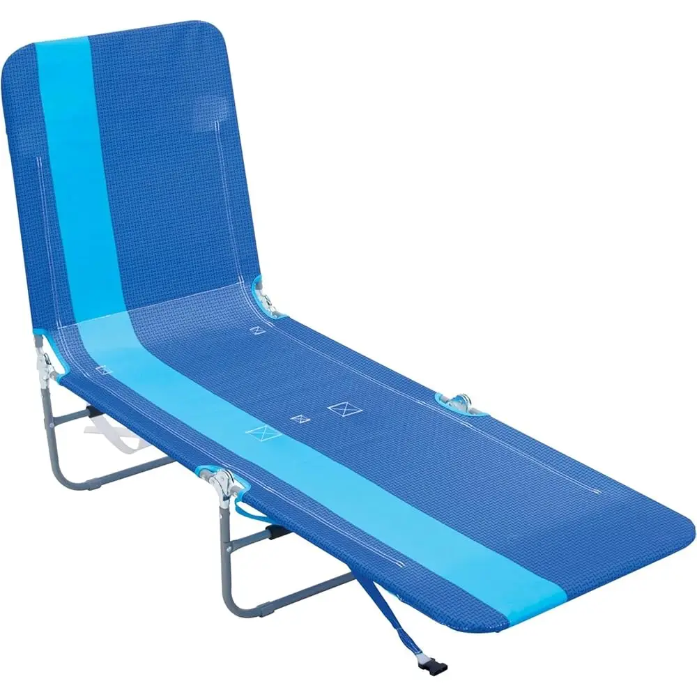 

Rio Beach Portable Lay Flat Folding Backpa Beach Lounge Chair With Backpa Straps And Storage Pouch, Blue Stripe