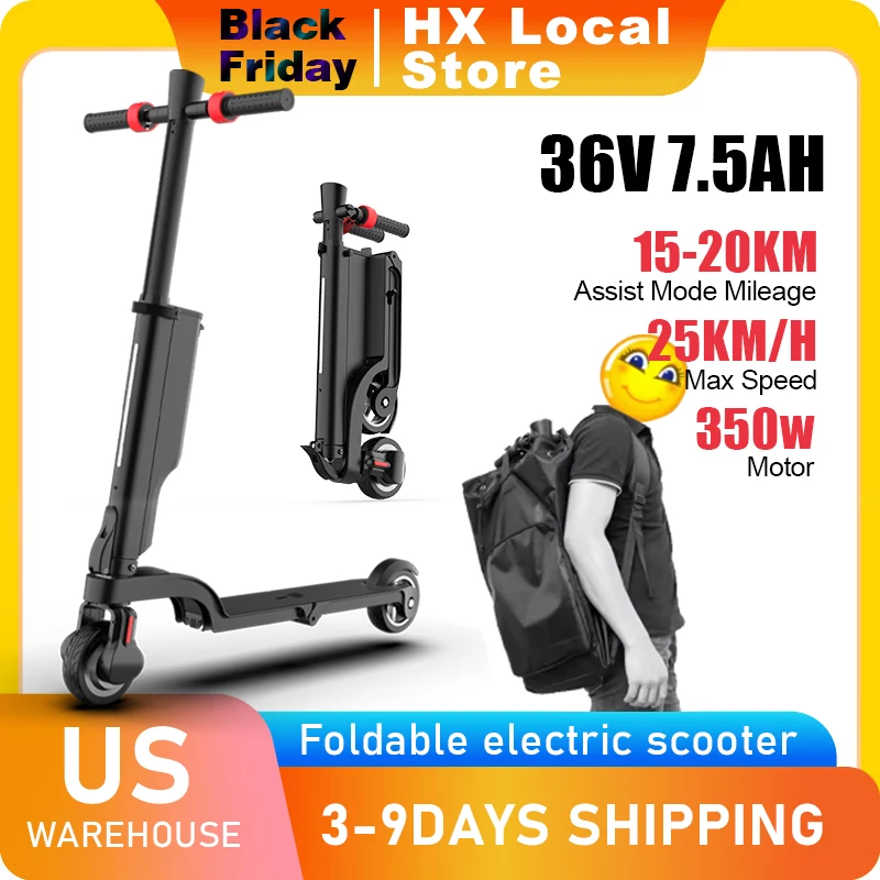 

HX 7.5AH electric scooter E Scooter 350W 25KM/H Foldable Electric Kick Scooters e scooters 5.5 Inch APP Smart Escooter for adult