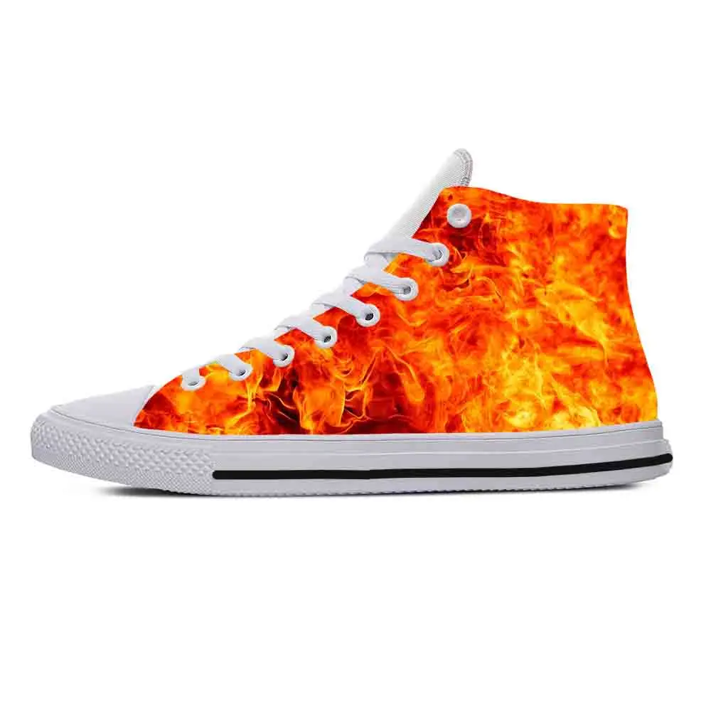 Fire Flame Flaming Pattern Rock Fashion Aesthetic Casual Cloth Shoes High Top Comfortable Breathable 3D Print Men Women Sneakers