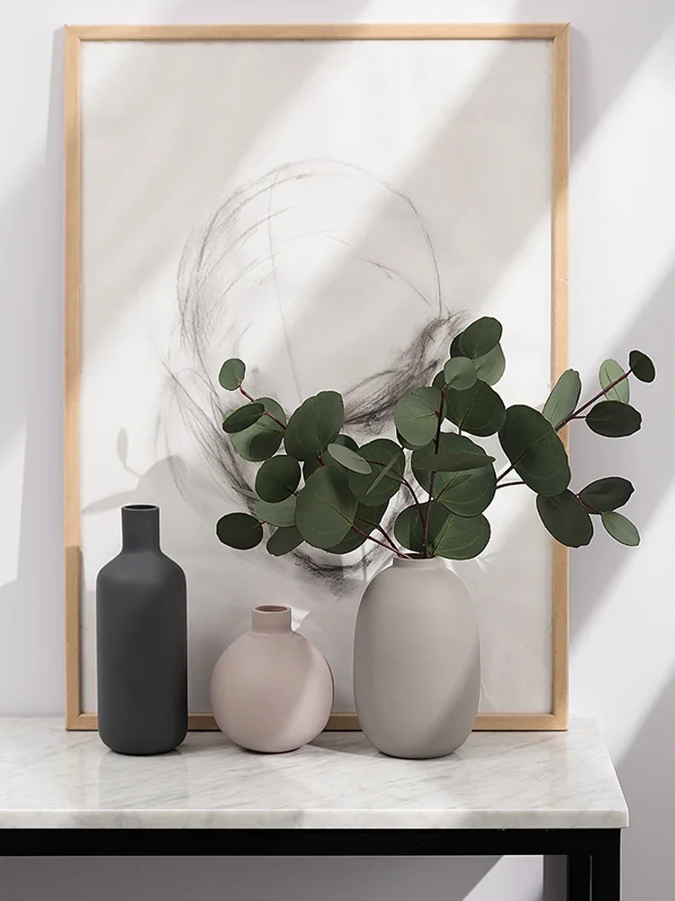 Nordic Glass Ceramic Vase, Dried Flower Pot, Hydroponic Systems, Desk Aesthetic, Wedding Room, Home Decoration Accessories