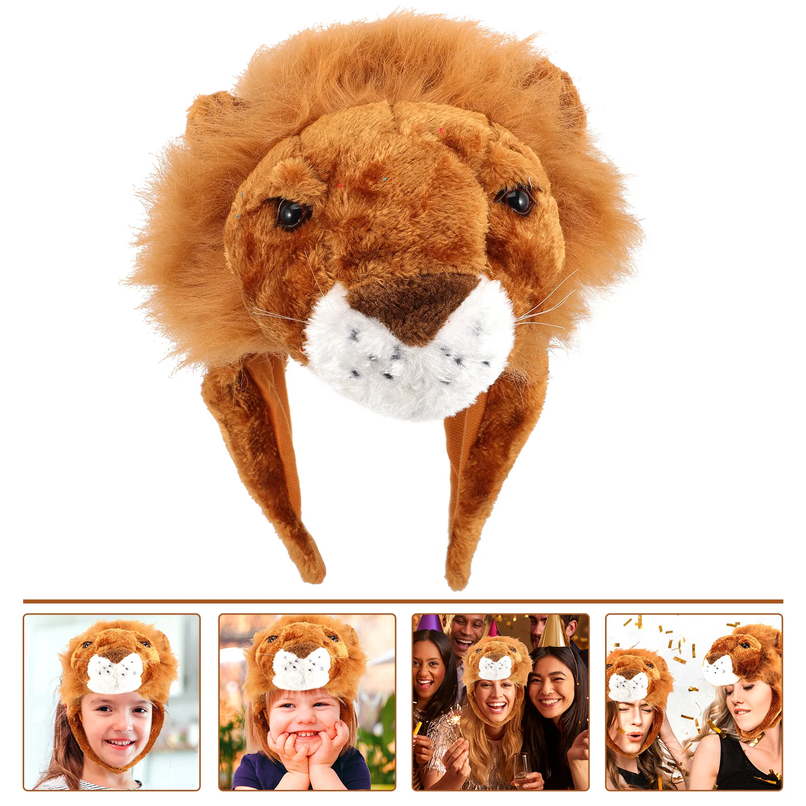 Plush Lion Shape Hat Party Selfie Hat Festival Headgear Photo Prop Party Supply