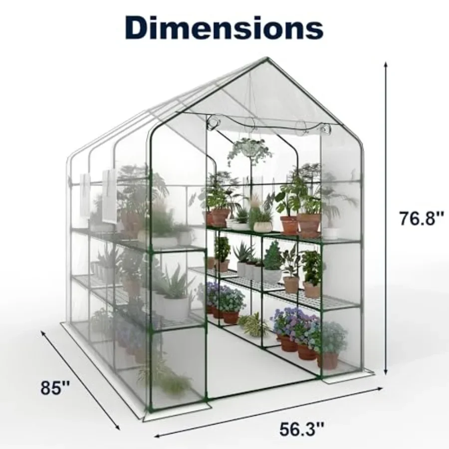 Outdoor greenhouse, heavy-duty steel frame, green, walk-in design for easy access and durability