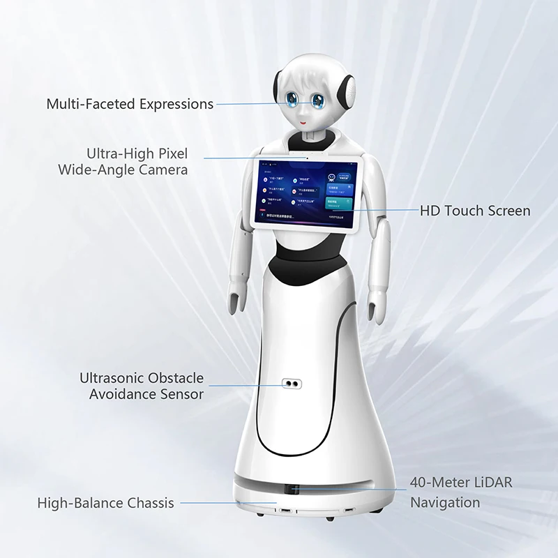 Efficient Interactive Display Self Developed AI Model Commercial Facility Service Robot for Bank Hotel Office Retail