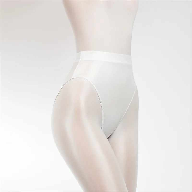 Women High Waist Panties Ultra-Thin Shiny Satin Briefs Transparent Underwear Knickers Lingeries