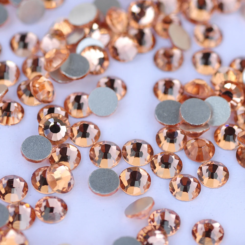 PUBRILEX Hellpfirsichfarbene Flachkristalle ohne Hotfix-Befestigung, Strasssteine SS3-SS30, Glitzersteine für Nagelkunst, DIY-Bastelarbeiten, Dekorationen, Diamanten – Detail 2