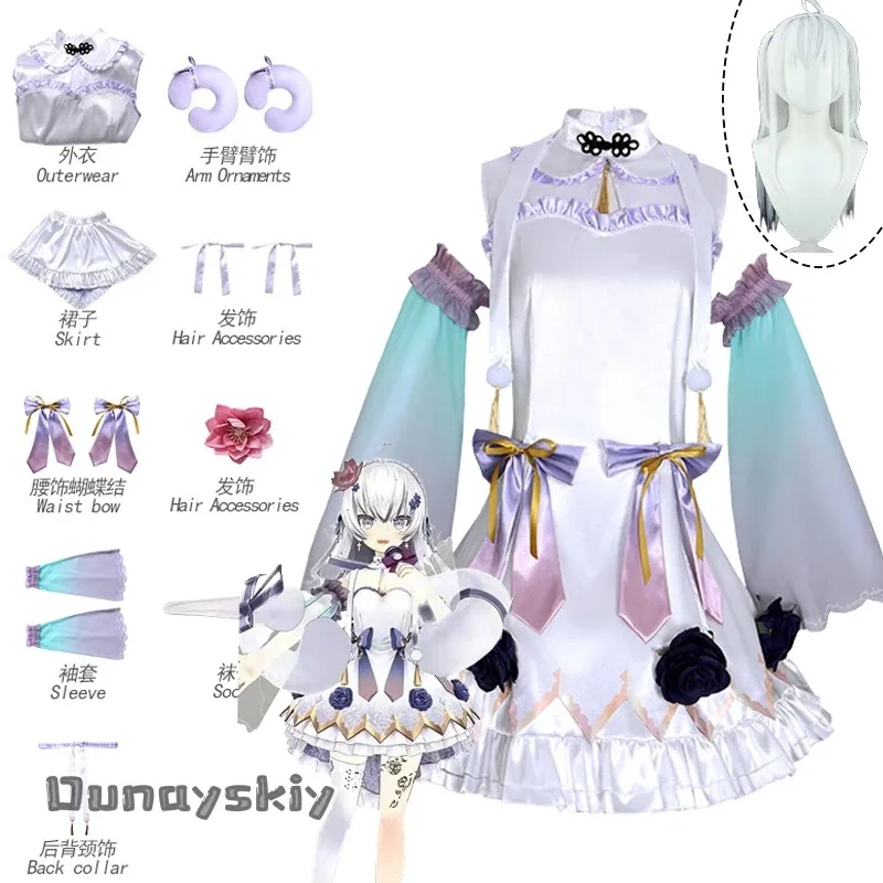 

XT8Anime Virtual YouTuber Higashi Yukihasu Cosplay Costume Laser Bandeau Lolita Dress Japanese Kimono Dress Outfits Wig ProXT6@!