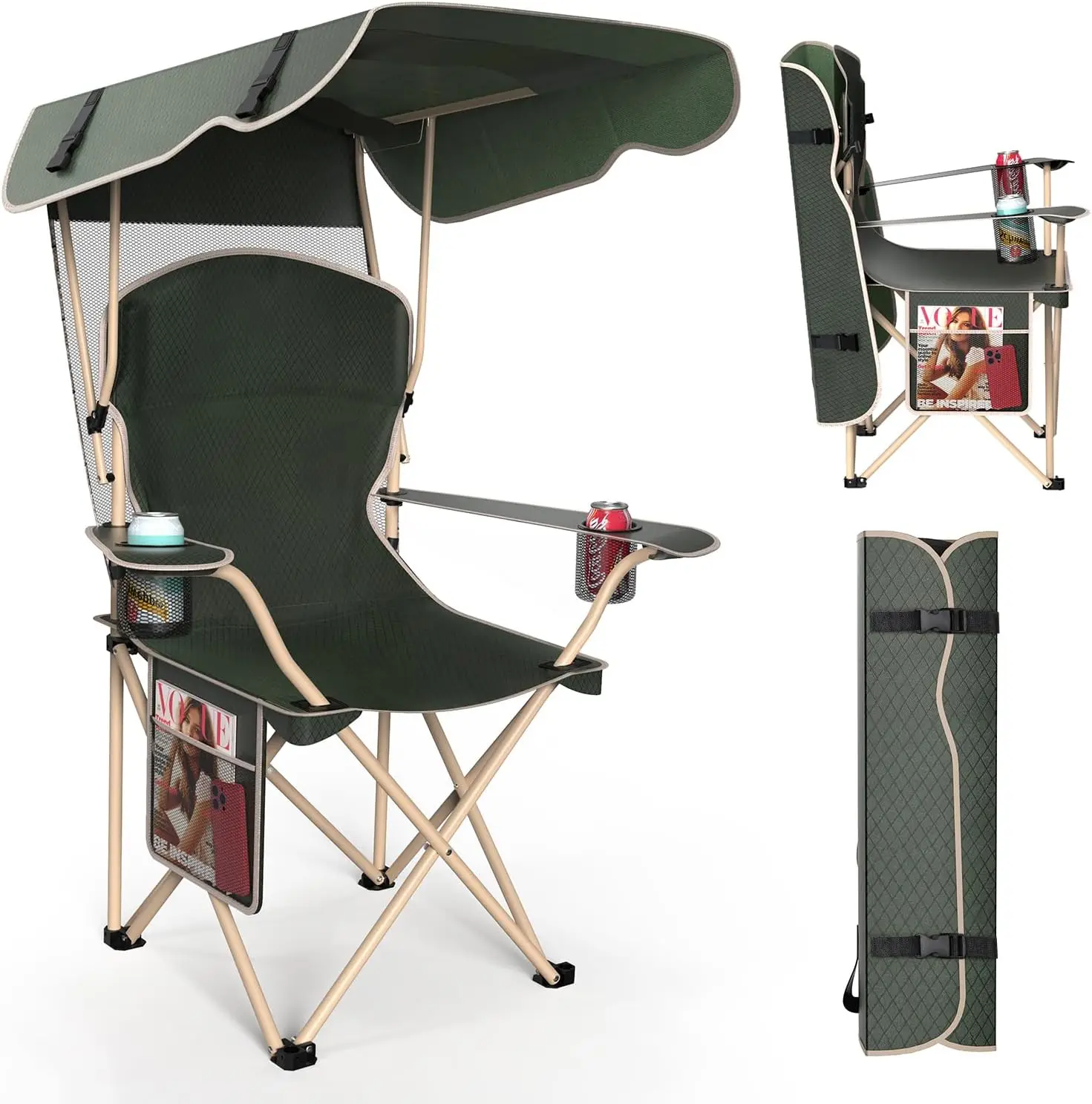 

Foldable Canopy Camping Chair - 600D Oxford Fabric, Portable for Outdoor Use