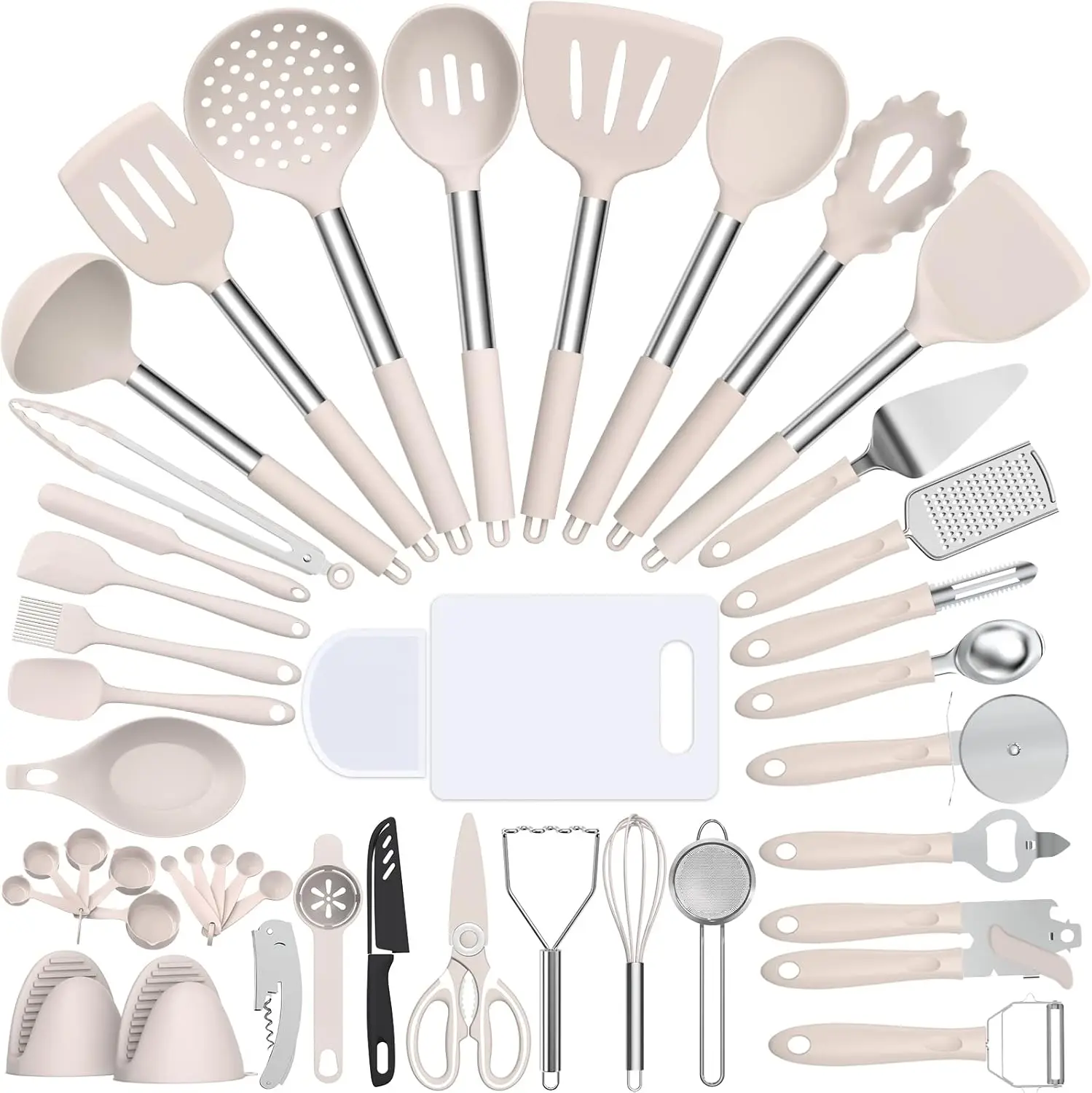 

Набор силиконовых кухонных принадлежностей из 43 предметов с ручками из нержавеющей стали, термостойкий для посуды с антипригарным покрытием