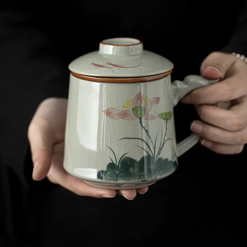 

Hand-painted mugs, ceramic tea cups, tea separation cups, personal office cups, high-end tea brewing cups as gifts