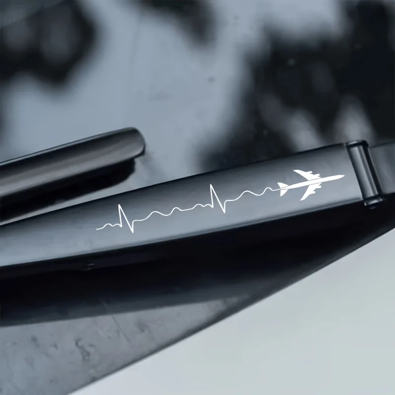 Aviation Airplane ECG Car Wiper Stickers 2PCS Matte Vinyl Decals for Windshield Auto Body Scratch Protection Decor