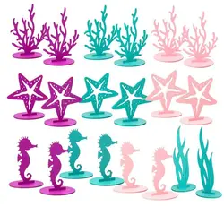 6Pcs Little Mermaid Theme Party Decorations DIY Felt Coral Table Ornament Under the Sea Girl Birthday Party Supplies Baby Shower