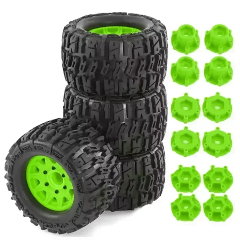 

4Pcs RC Truck Wheel Tires 12mm/14mm Hex Rc Truck Tires for 1/10 Rustler Hoss Arrm a Granite Vorteks Axial Losi Redcat 4WD