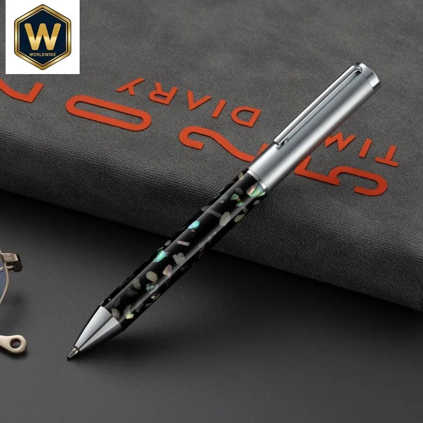 

Вращающаяся ручка-роллер с металлическим корпусом и перламутровой отделкой — элитный рекламный подарок для бизнеса