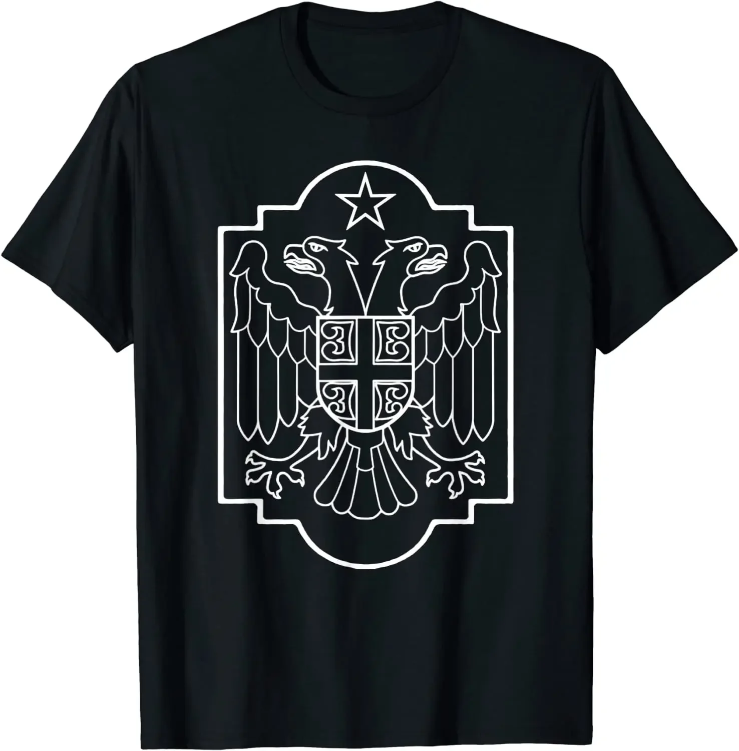 Serbian Double Headed Eagle Serbia Coat of Arms Men T-Shirt Short Sleeve Casual Cotton O-Neck Summer Men's Clothing