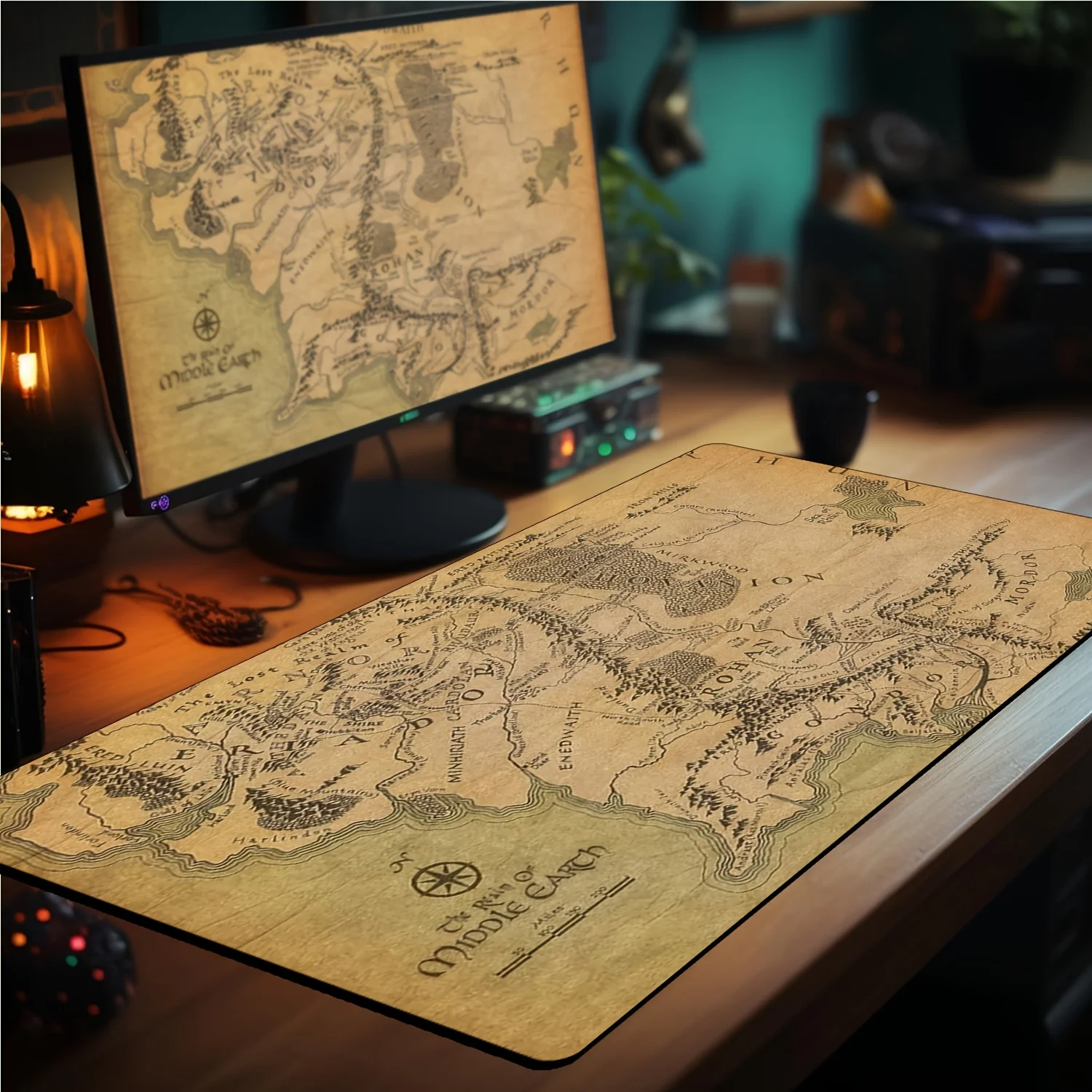 Middle Earth World Map Play Mat for Middle Earth Map Trading Card Game Middle Earth Mouse Pad Compatible Big Mousepepad Set Up