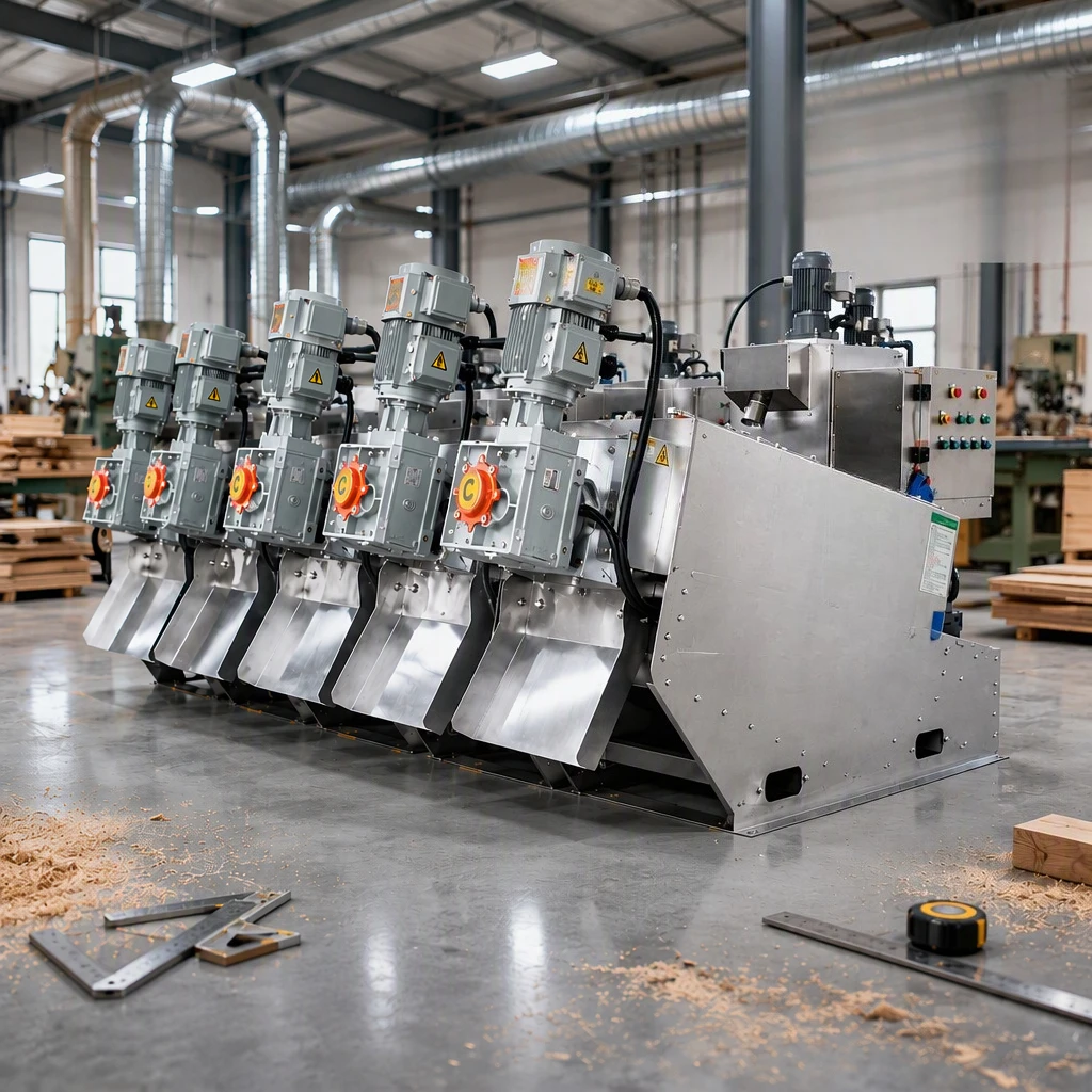 Automatic 304 Stainless Steel Screw Press Sludge Dewatering Machine PLC Control Water Treatment Equipment