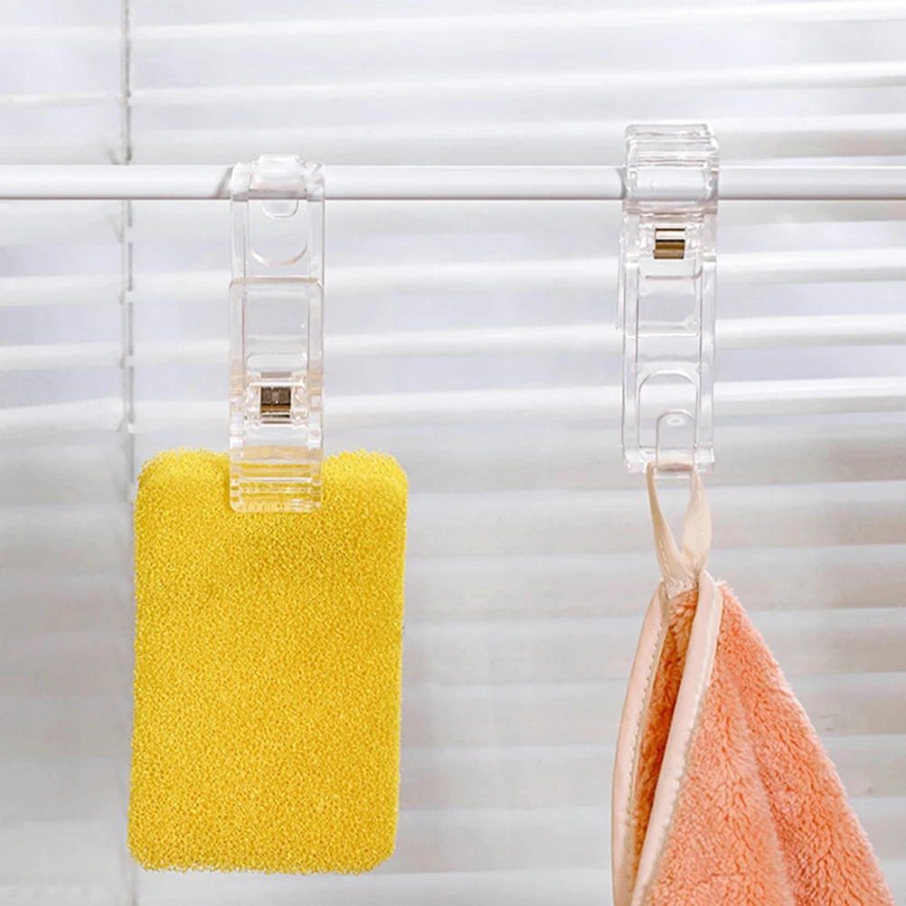 

4Pcs Laundry Hook Clips Multipurpose Strong Plastic Clothes Pins for Shower Curtain Bathroom Balcony Towels Hats Socks