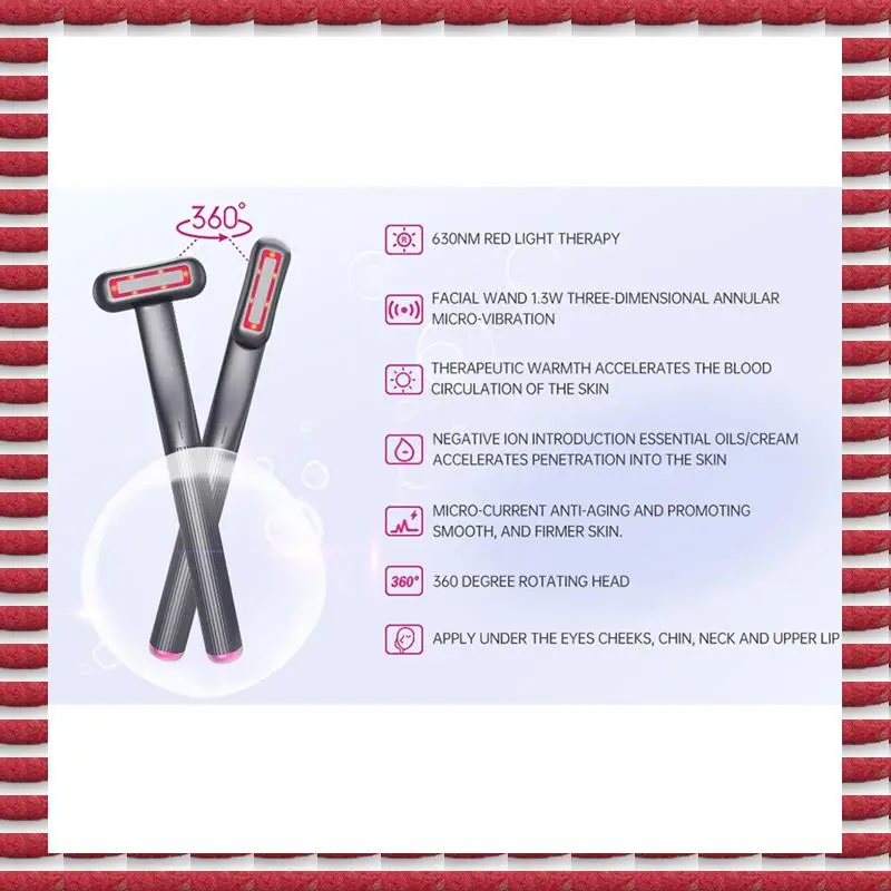 

Therapeutic Warmth Face Massage Red LED Light 4-In-1 Skincare Tool Wand Reduce Wrinkles Anti-Aging Face Care Tools(Pink) Durable