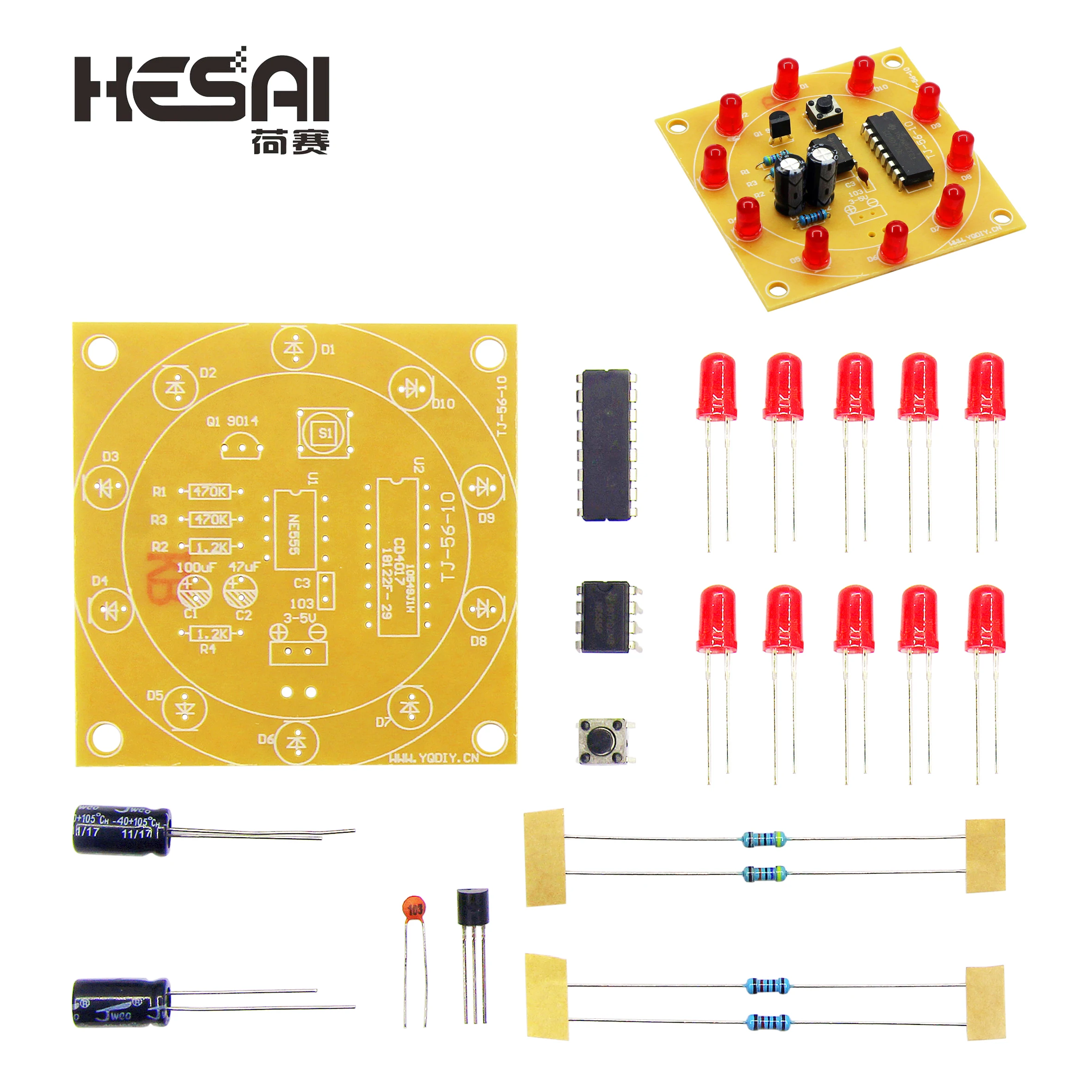 Lucky Rotary Suite Electronic Suite CD4017 NE555 Self DIY LED Light Kits Production Parts And Components 3V-5V