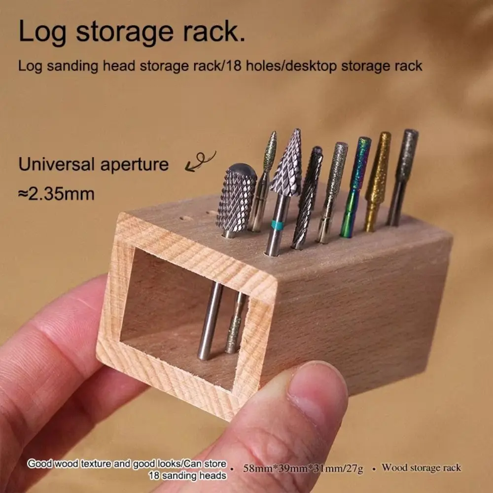 

18 Holes Wood Nail Drill Bits Holder Empty Container Case Wood Display Stand Nail Grind Head Organizer Universal Save Space