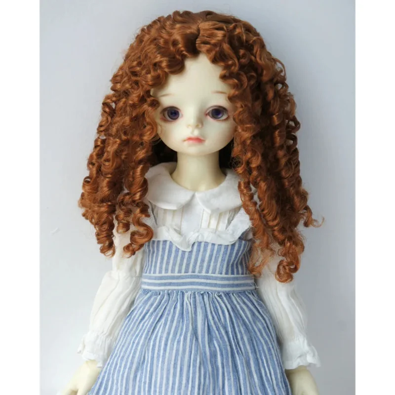 

JD073 1/4 MSD 1/3 SD DOD QBaby Eldorado Длинный кудрявый синтетический мохеровый парик для BJD кукол 7-8" 8-9" 9-10" Аксессуары для кукол Blythes