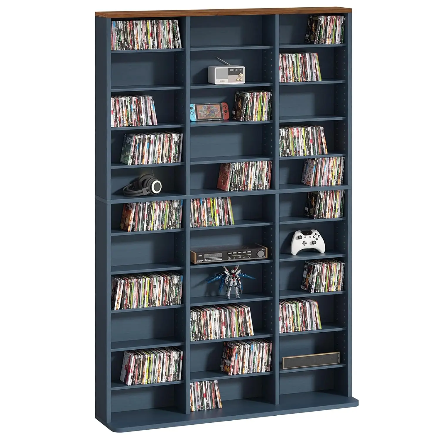 11 Tier Display Cabinet Media Storage Adjustable Shelves DVD Organizer Multimedia Bookshelf Living Room Office, Customized
