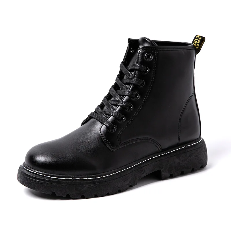 British Men Boots New Thick-soled Men\'s Shoes Waterproof Tooling Shoes All-match High-top Leather Boots Zapatos De Hombre