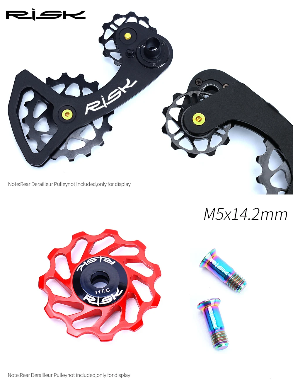 RISIKO 2 teile/schachtel Straße Mountainbike Fahrrad M5 * 14,2mm Shift Schaltwerk Pulley Jockey Rad Befestigungs Schrauben Schrauben Titan legierung – Detail 7