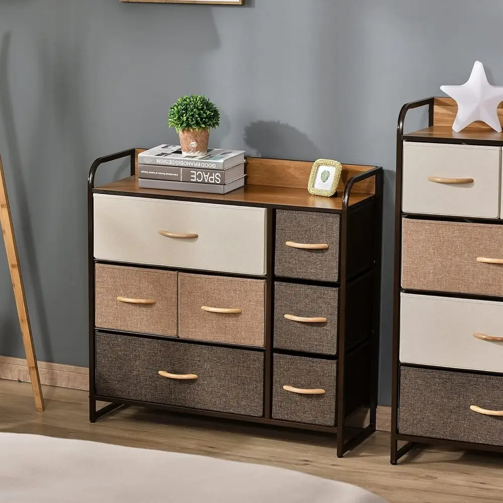 3-Tier Maple Wood Storage Organizer with Steel and Wooden Top for Bedroom or Entryway