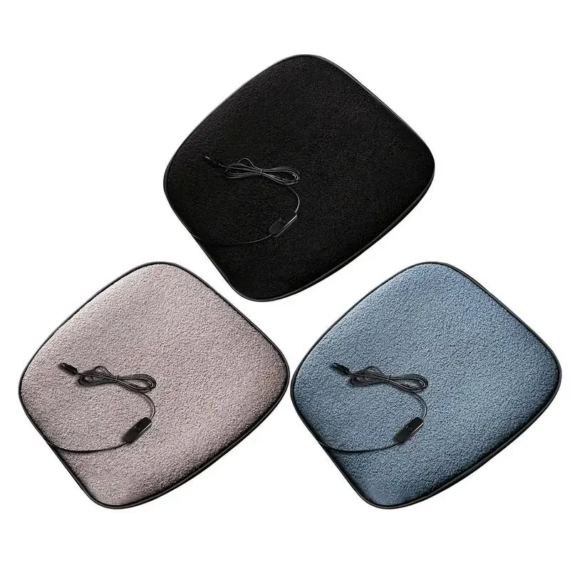 Winter Heated Car Seat Cover Heated Cushion USB Charging Office Heated Seat Cushion Warm Pad Lambswool Heating Warmer Cushions