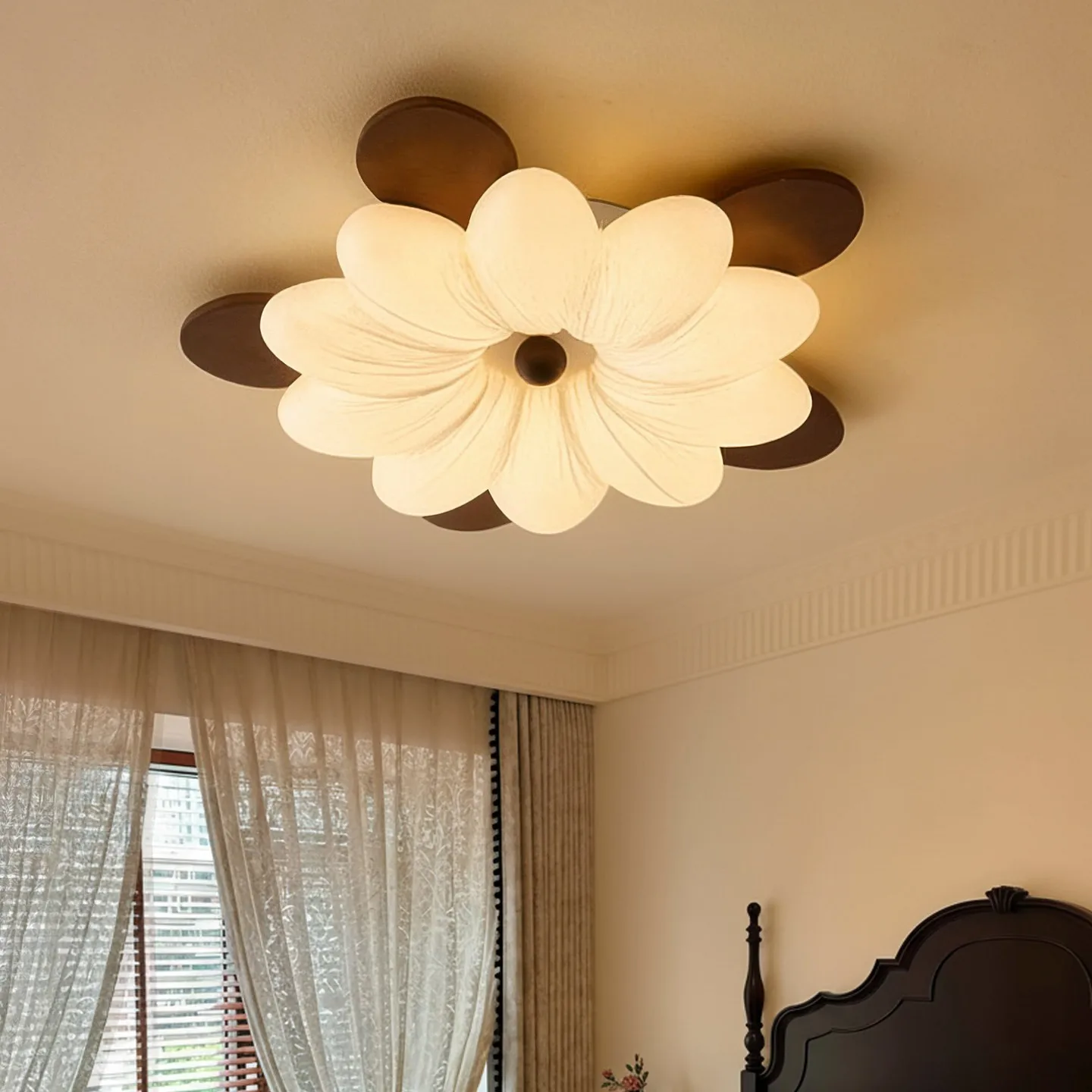 European Style New Retro Flower Ceiling Light Full Spectrum Living Room Dining Room Bedroom Decoration Atmosphere Lighting