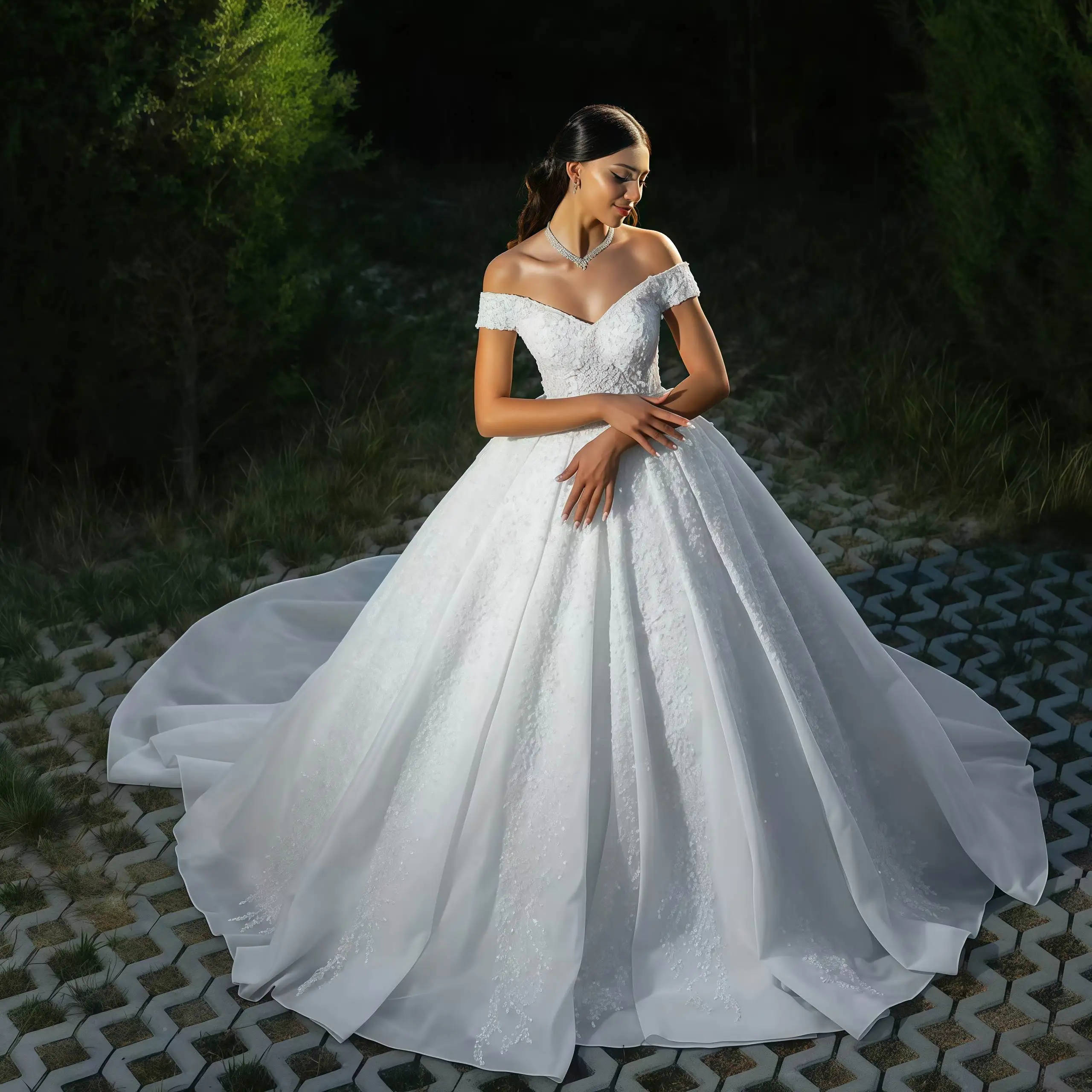 Customized Luxury V Neck WeddingDress Off Shoulder Lace Appliqued Bridal Gowns Plus Size Wedding Gowns Vestido De