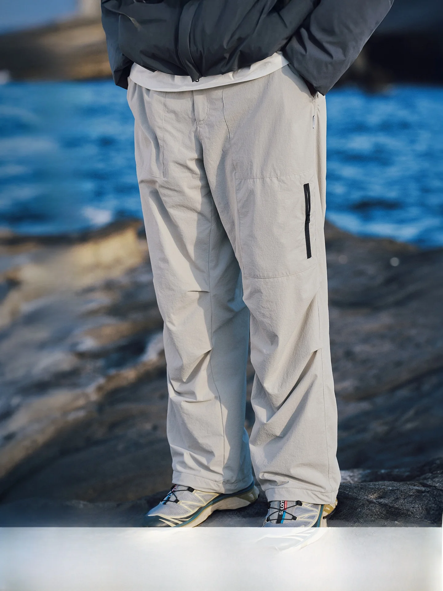 

Men's Fce Lined Waterproof Warm Paratrooper Pants Casual Trousers Autumn Winter Travel Leisure Faion Trendy Bla ey W...