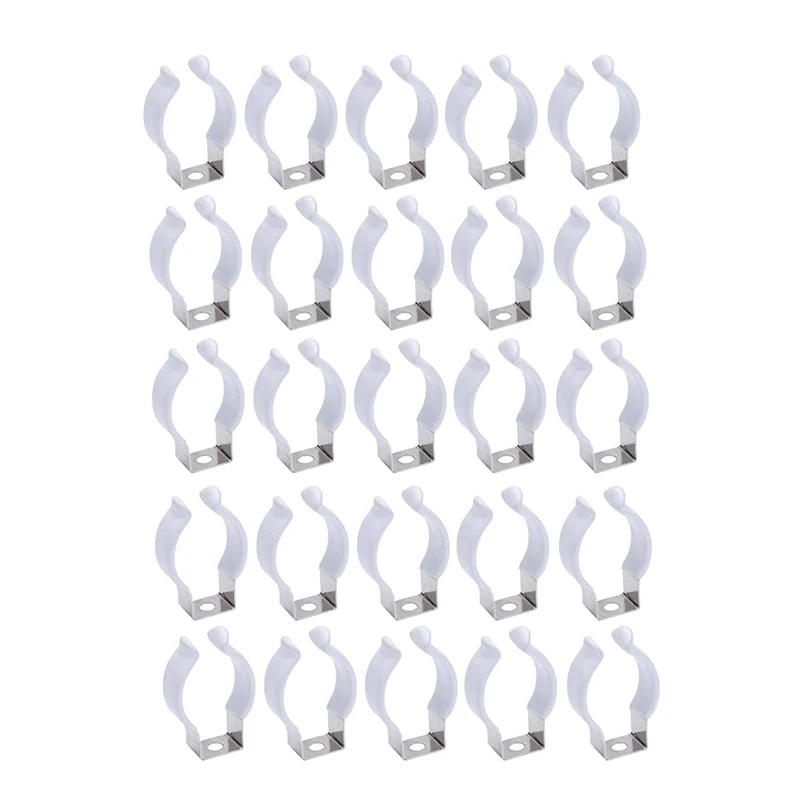 ABRE-25Pcs Stainless Steel Clip Holder Fluorescent Tube Lamp Mounting Bracket To Hang T8 LED Tube Light Tubes Lampholder