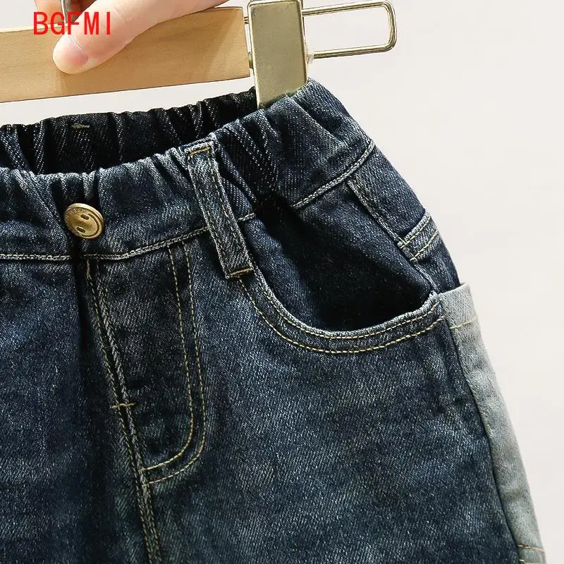 Spring and Autumn Children\'s Contrast Wide Leg Jeans Contrast Loose Relaxed Pants for Boys and Girls Jeans Baby Kids Trousers