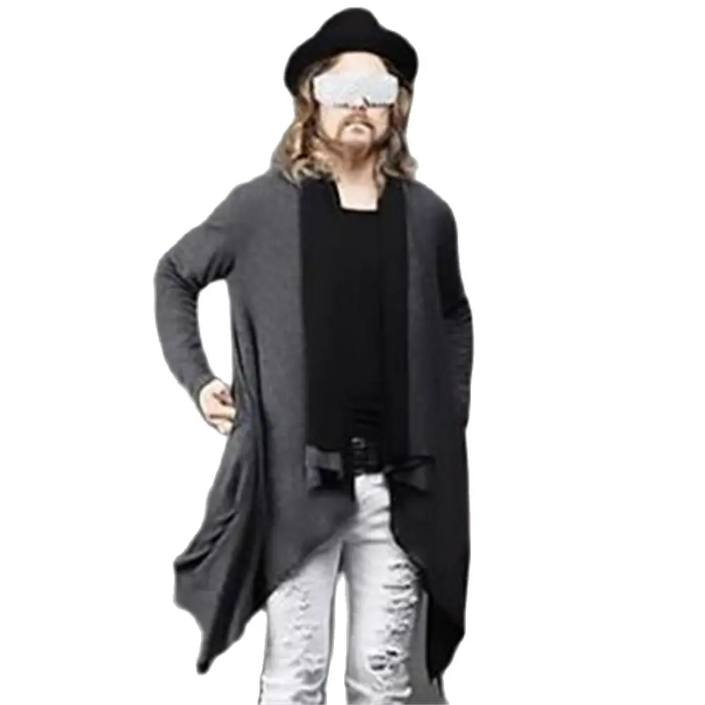 

Men Irregular Cloak Coats Loose Lapel Streetwear Trench Ponchos Jacket Cloak Sweatshirt Personality Two Wear Unique Long Hoodies