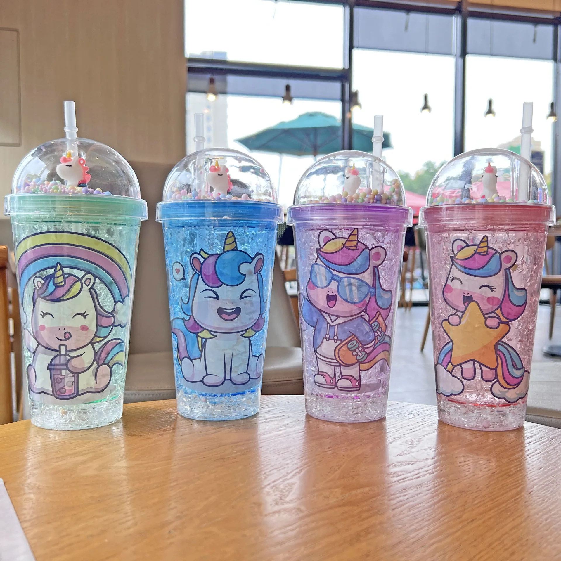 

Новая высококачественная кружка-единорог с трубочкой, портативная пластиковая кружка с мультяшным дизайном, двухслойная кружка с блестками и эффектом колотого льда, праздничный подарок, чайная кружка