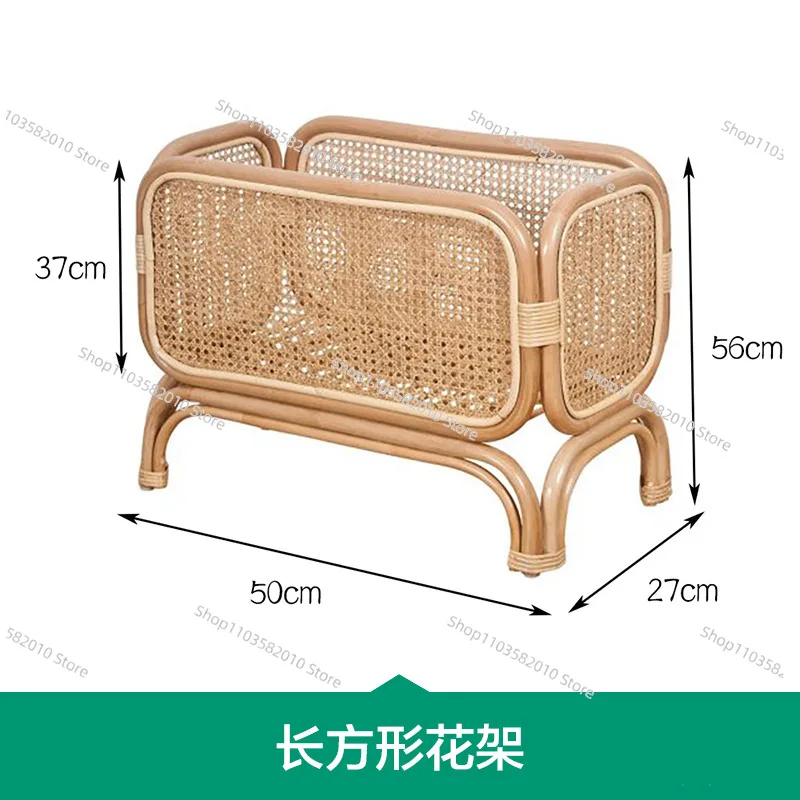 Handmade Rattan Flower Plant Stand, Balcony Bay Window Shelf Corridor Indoor Outdoor Dormitory Decorative Bracket