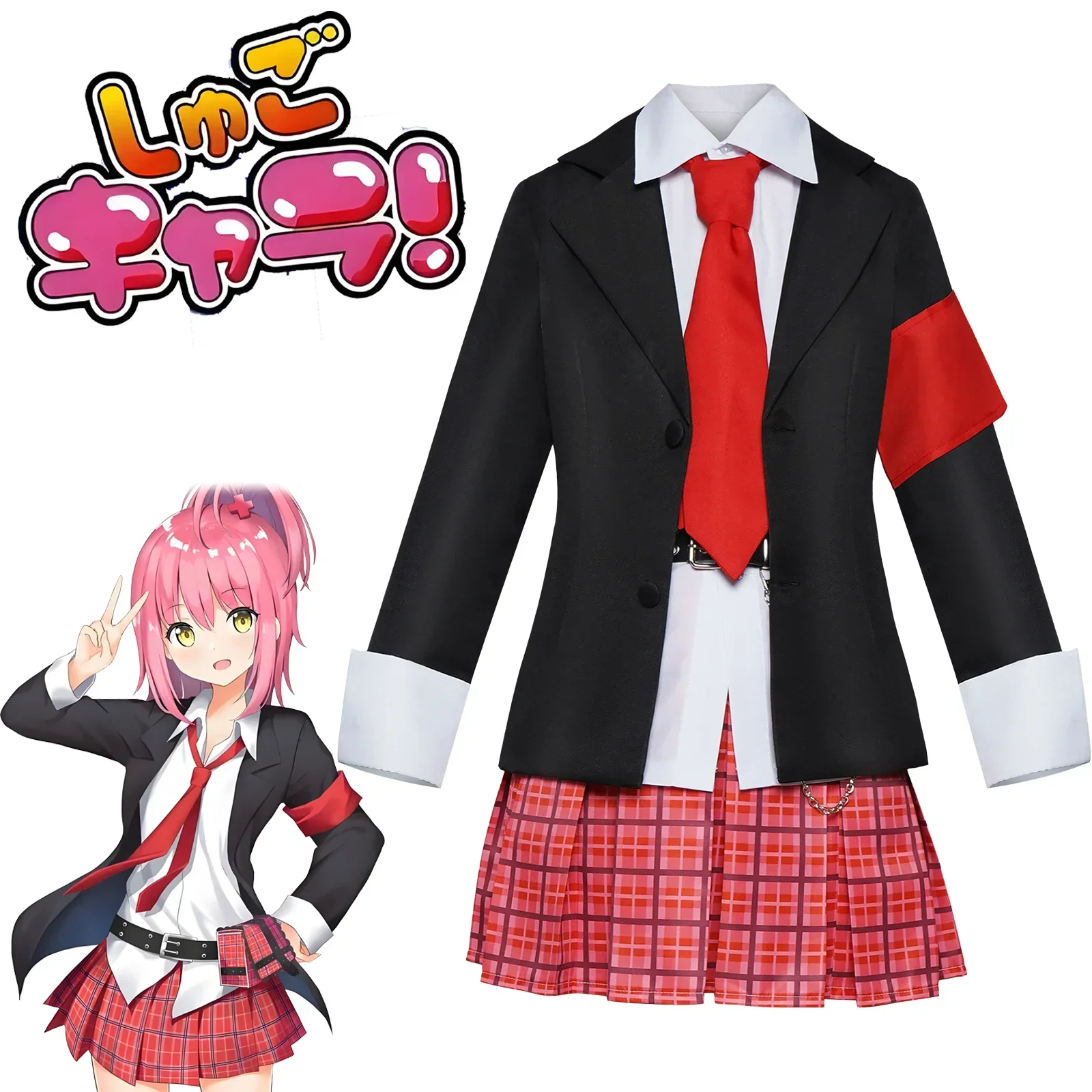 

New Anime Shugo Chara Hinamori Amu Cosplay Costume Women's JK High School Uniform Full Set Suit Halloween Carnival Party Outfits