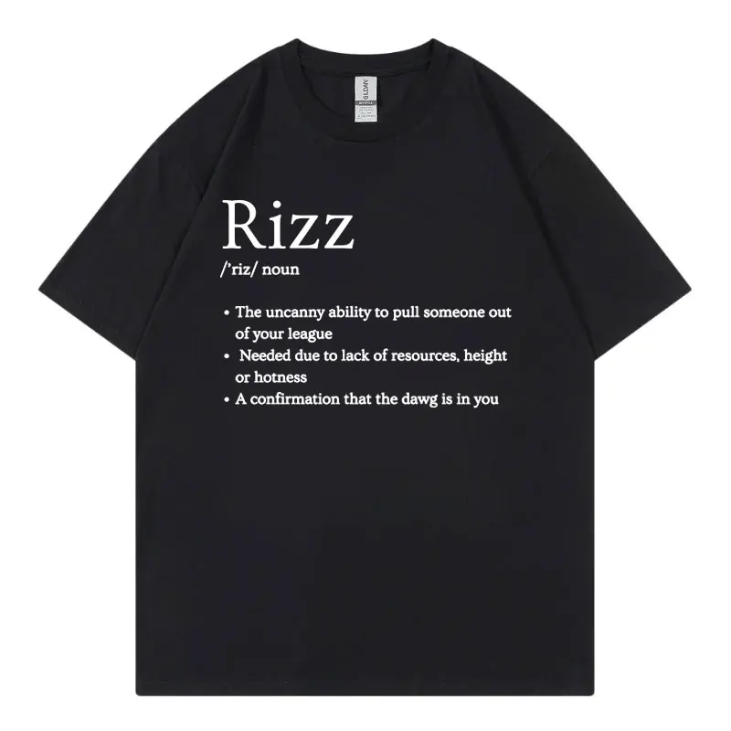 Rizz Definition Funny Meme T Shirt Men Women Clothing Casual Fashion Short Sleeve T-shirts Summer Cotton Loose O-Neck T-shirt