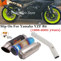 Slip On For YAMAHA YZF-R6 YZF R6 1998 - 2005 Motorcycle Exhaus System Middle Link Pipe Escape Carbon Fibe Muffler DB Killer