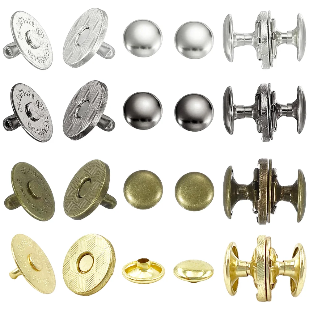 10 Sets Magnetic Snaps Button,Metal Round Magnetic Clasps Button Fabric Base Components and Cap Kit Diameter 14mm / 18mm