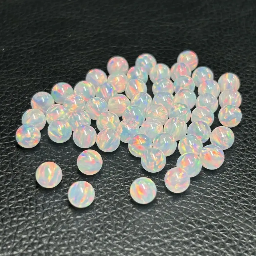 

5mm 6mm 8mm OP534 Round Beads White Opal Full Hole Synthetic Gemstones