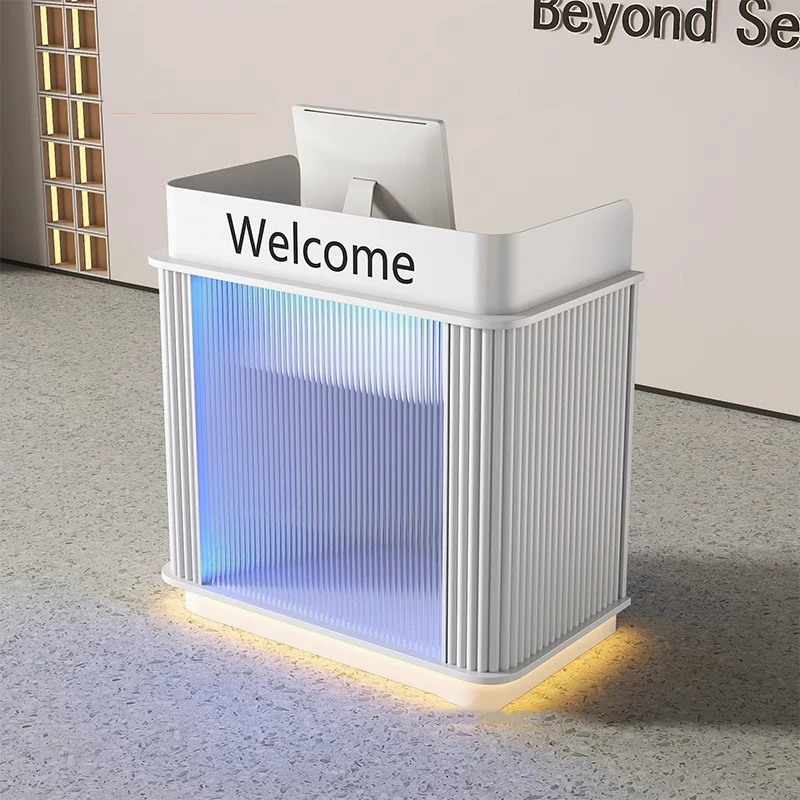 Shop Luxury Curved Reception Desks Simple Company Aesthetic Nail Reception Desks Design Organizers Scrivania Office Furniture