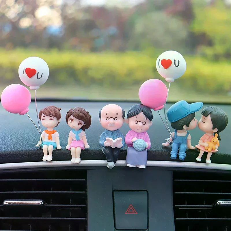 Car Accessories Cute Cartoon Couple Movable Doll Balloon Ornaments Car Cute Kissing Couple Doll Car Decoration Balloon Ornaments
