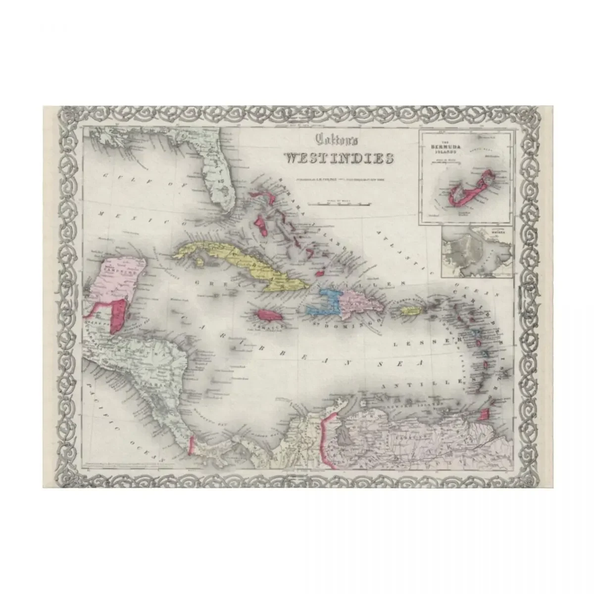 

Vintage Map of The Caribbean (1865) Throw Blanket warm winter Custom Soft Plush Plaid Soft Blankets