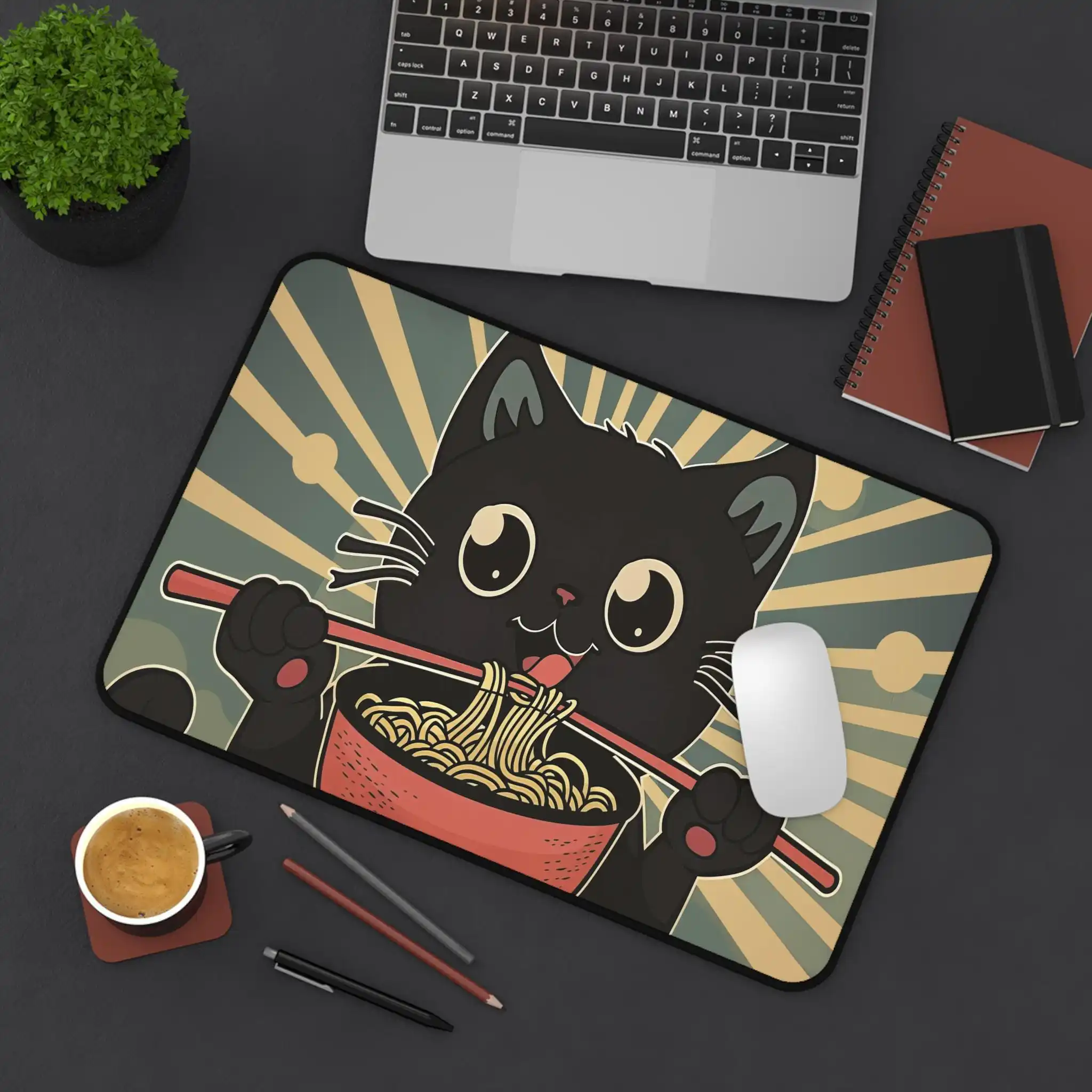Cute Cat Noodle Table Mat, Fun Office Decoration, Adorable Cat Mouse Pads, The Perfect Gift for Cat Lovers, Beautiful Desk Mats
