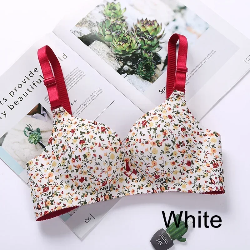 Damen-BH mit Blumenmuster, nahtlos, einteilige Unterwäsche, sexy Push-up-Dessous für den täglichen Gebrauch – Detail 8