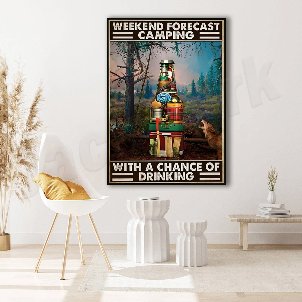 Weekend Forecast Camping Poster, Camping, Camping Poster, Gift for Campers, Camping Print, Vintage Camping Art
