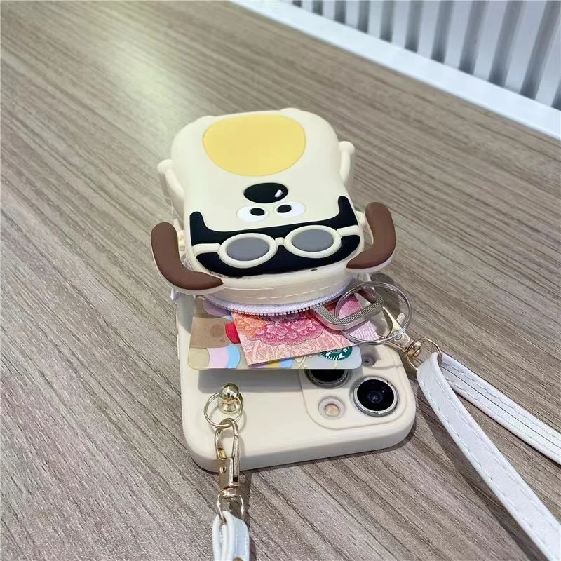 

Wallet Lipstick Bag 3D Astronaut Dispenser Dog Neck Strap Case for iphone 14 Pro Max 11 12 13 Pro Max Xs Xr 7 8 Plus X Se2 cover